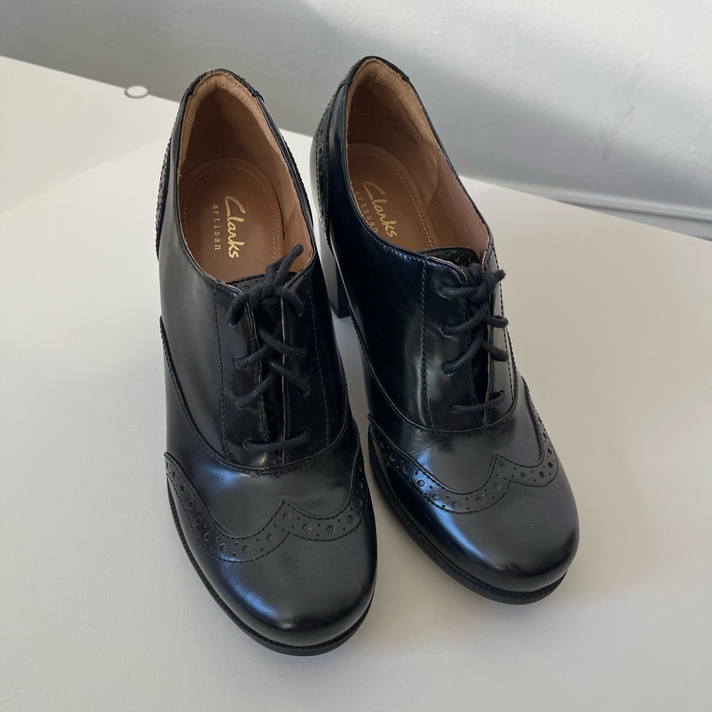 Clarks Black Leather Lace-Up Ankle Boots